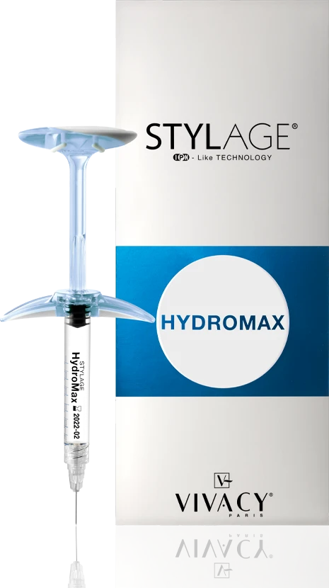 Оригинальный препарат Stylage HydroMax — шприц и упаковка Laboratoires Vivacy