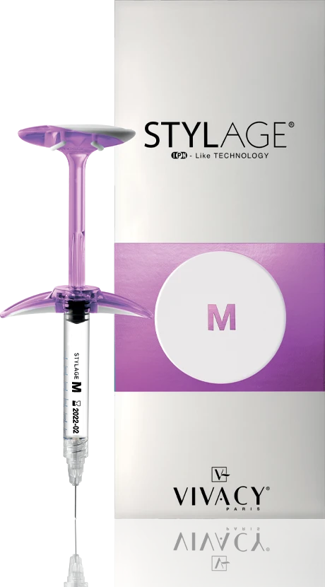 Оригинальный препарат Stylage M — шприц Bi-SOFT и упаковка Laboratoires Vivacy